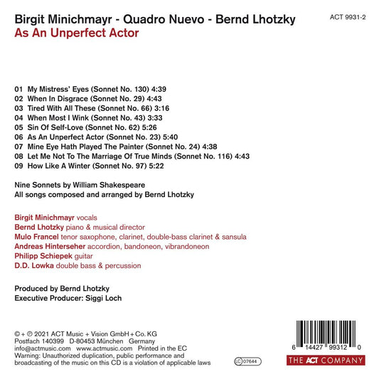 Birgit Minichmayr - ในฐานะนักแสดงที่ไม่สมบูรณ์แบบ - ซีดี